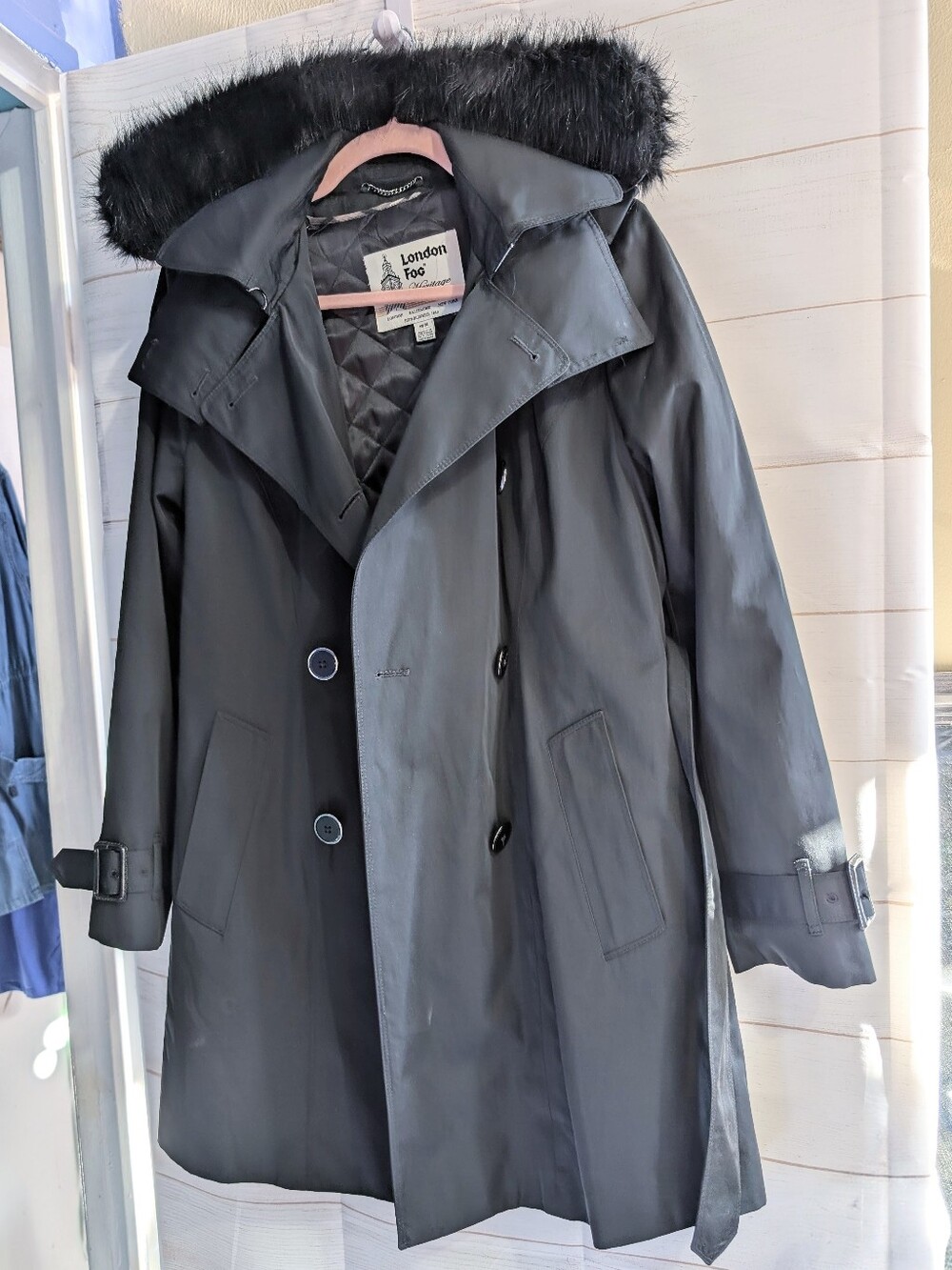 Nwot London Fog Black Double Breasted Trench Coat W/ Quilted Removable Lining M